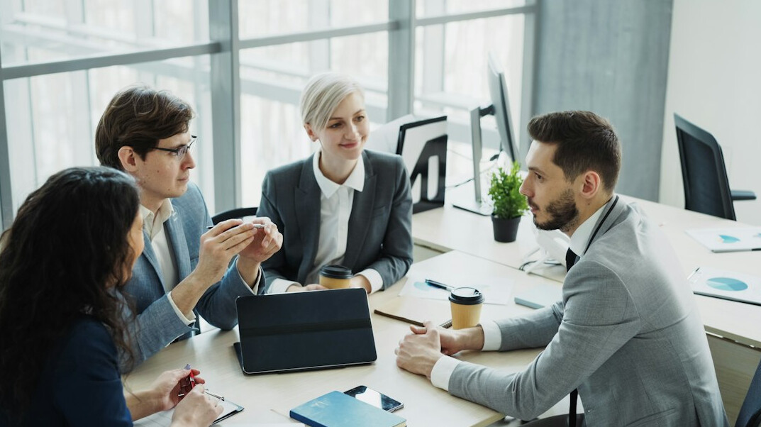 corporate team in discussion