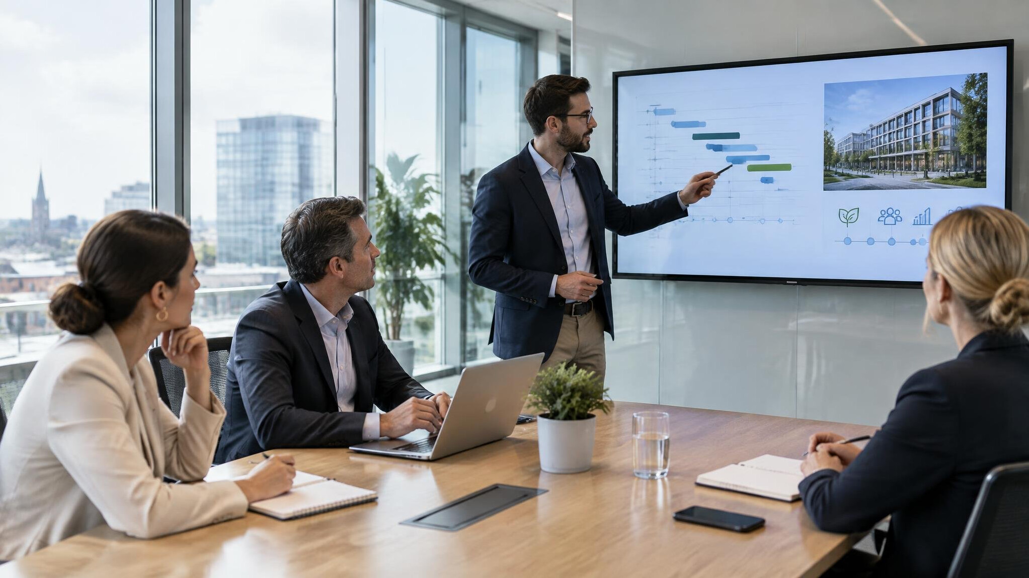 Business meeting in a modern conference room